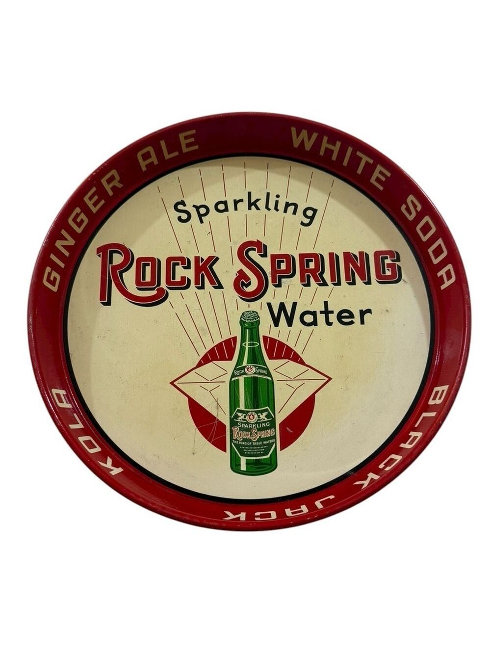 Rock Spring Soda Water Metal Serving Tray Vintage-Style Red & Green